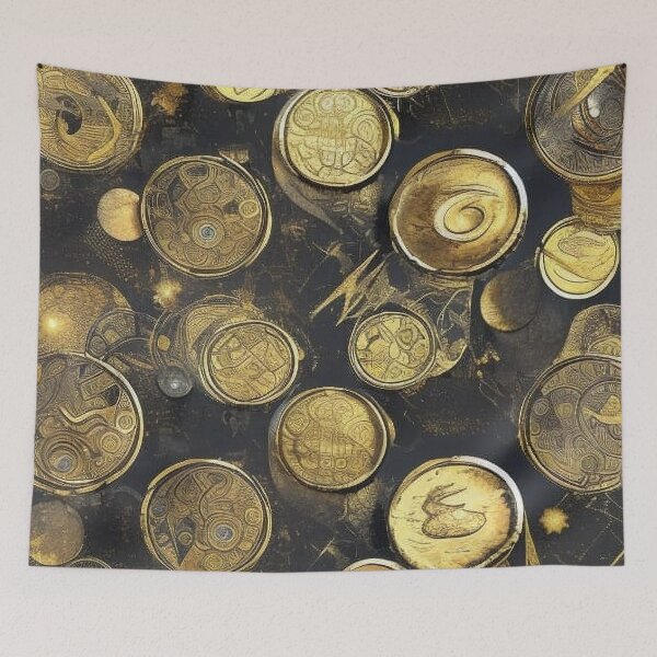 Item preview, Pattern, Coins of Gold on Black designed and sold by Canadamarsworks.