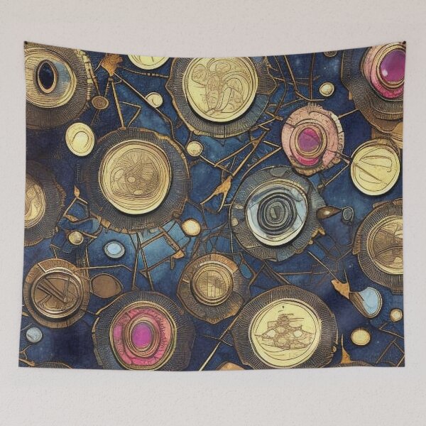 Item preview, Pattern, Coins of Gold Violet on Navy Blue designed and sold by Canadamarsworks.