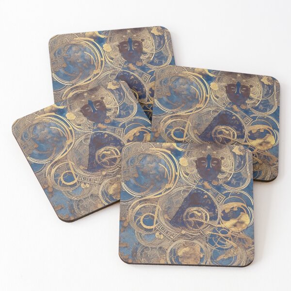 Item preview, Pattern, Coins of Gold Spirals to Blue  designed and sold by Canadamarsworks.