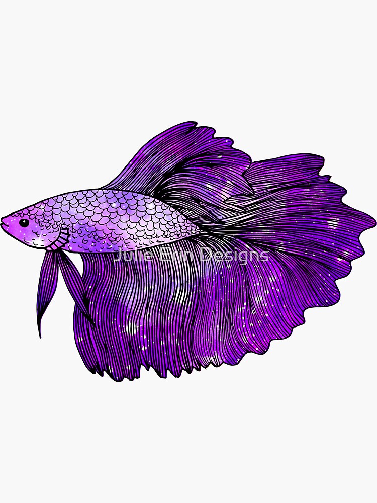 Purple Betta Fish Sticker for Sale by Julie Erin Designs
