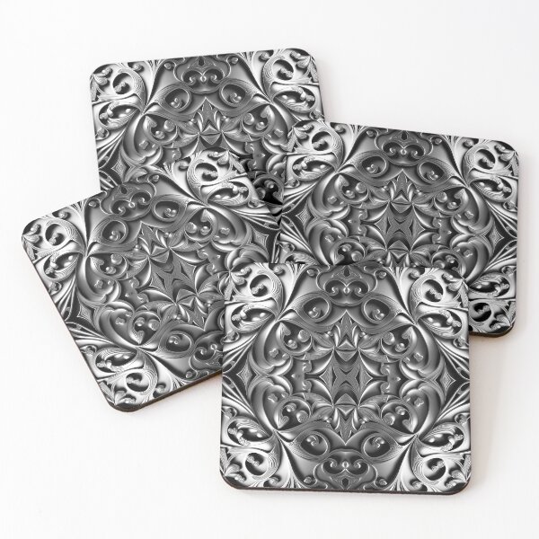 Item preview, Luxurious Filigree Fern 3D Print - Silver and Black Designer Pattern for a Modern Classic Glam Home III designed and sold by thearttist.