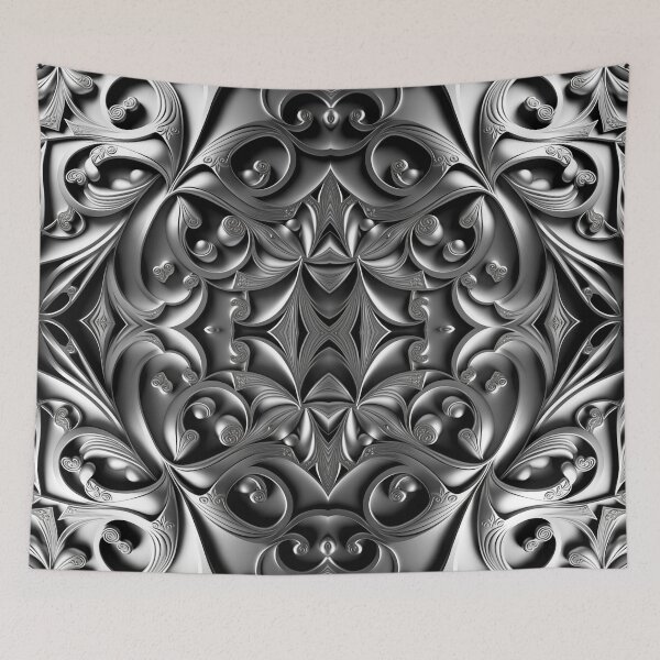 Item preview, Luxurious Filigree Fern 3D Print - Silver and Black Designer Pattern for a Modern Classic Glam Home III designed and sold by thearttist.