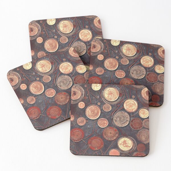 Item preview, Pattern, Coins Gold Silver Red Rust on Grey designed and sold by Canadamarsworks.