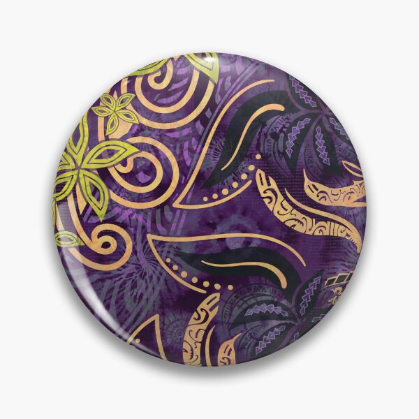 Item preview, Polynesian - Hawaiian - Samoan Purple And Gold Tribal Floral designed and sold by sunnthreads.