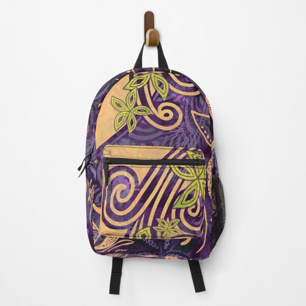 Item preview, Polynesian - Hawaiian - Samoan Purple And Gold Tribal Floral designed and sold by sunnthreads.