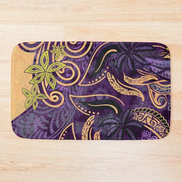 Item preview, Polynesian - Hawaiian - Samoan Purple And Gold Tribal Floral designed and sold by sunnthreads.