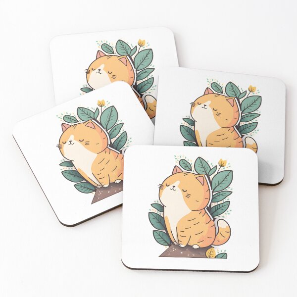 Item preview, Cute Cat and Leaf Sticker designed and sold by Rinomano.