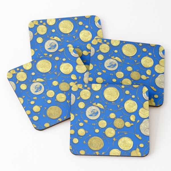 Item preview, Pattern, Coins Gold Silver on Blue designed and sold by Canadamarsworks.