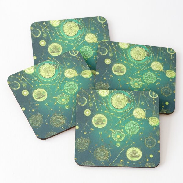 Item preview, Pattern, Coins Gold Glowing Green on Dark Green designed and sold by Canadamarsworks.