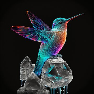Psychedelic Hummingbird and Space Crystals | Sticker