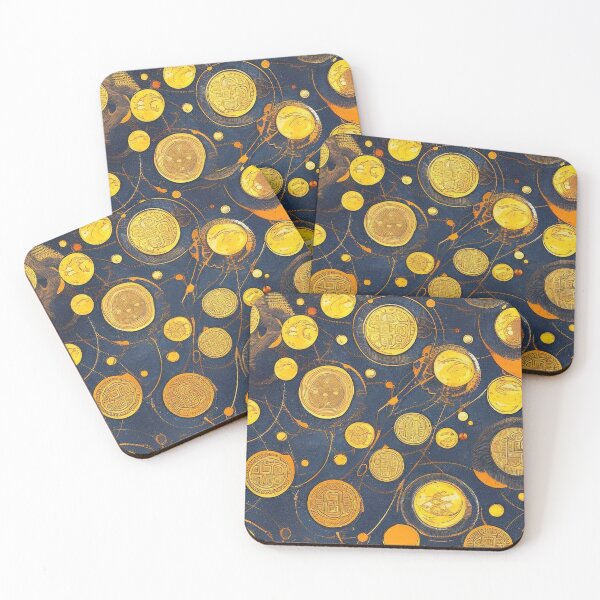 Item preview, Pattern, Coins Gold Glowing on Celestial Background, Aztec designed and sold by Canadamarsworks.