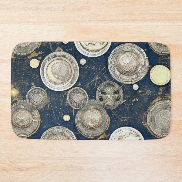 Item preview, Pattern, Coins Silver on Celestial Navy Blue designed and sold by Canadamarsworks.