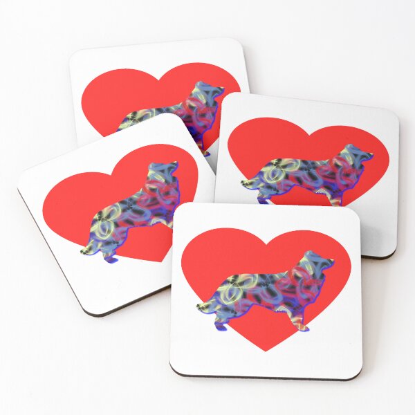 Item preview, I Heart My Border Collie Dog Neon Butterflies Silhouette  designed and sold by AMSonArt.