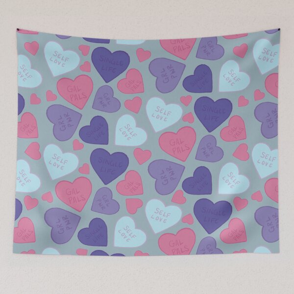 Item preview, Girl power self love Valentine’s Day design in purple and pink on blue designed and sold by katerosestudios.