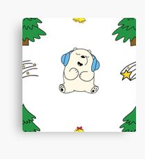 Cute white teddie on Snow Canvas Print