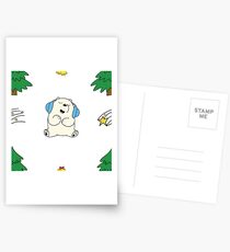 Cute white teddie on Snow Postcards