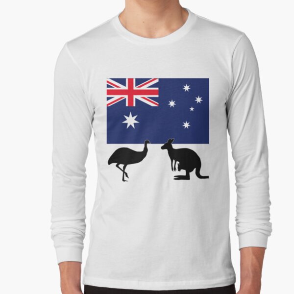 Australian Flag with Silhouette of Emu and Kangaroo by Orikall