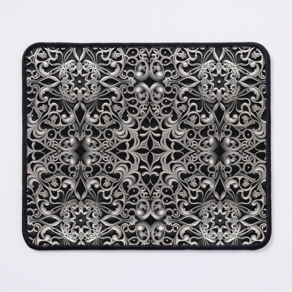 Item preview, Luxurious Filigree Fern 3D Print - Silver and Black Designer Pattern for a Modern Classic Glam Home IV designed and sold by thearttist.