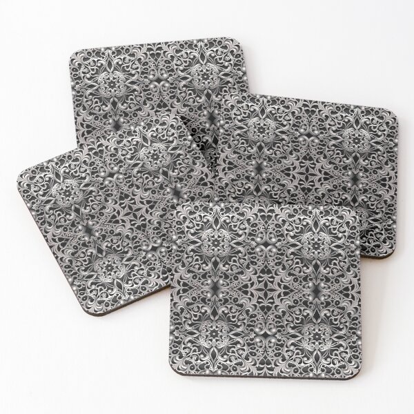 Item preview, Luxurious Filigree Fern 3D Print - Silver and Black Designer Pattern for a Modern Classic Glam Home IV designed and sold by thearttist.