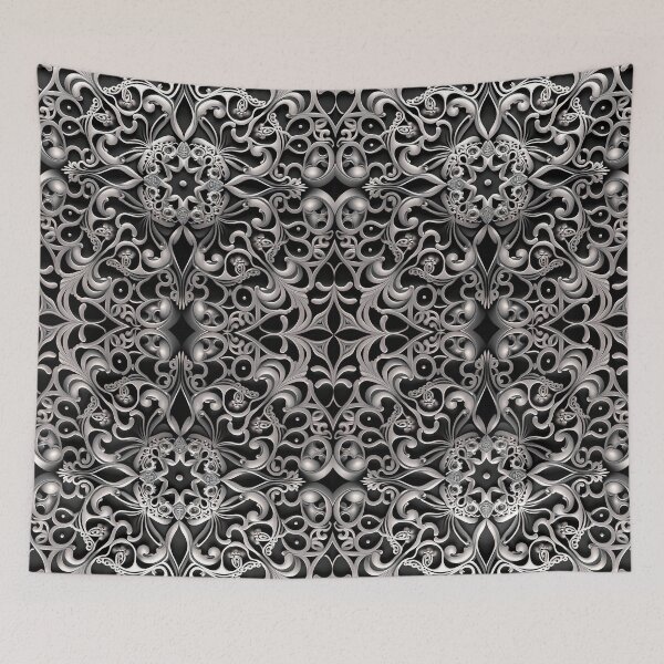 Item preview, Luxurious Filigree Fern 3D Print - Silver and Black Designer Pattern for a Modern Classic Glam Home IV designed and sold by thearttist.