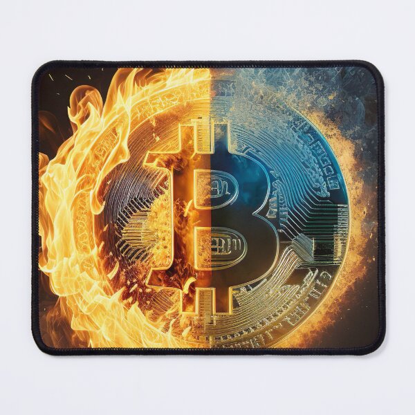 Artikelvorschau, Bitcoin Münze mit Flammen - Generative AI entworfen und verkauft von Marc Alexander Kunze.