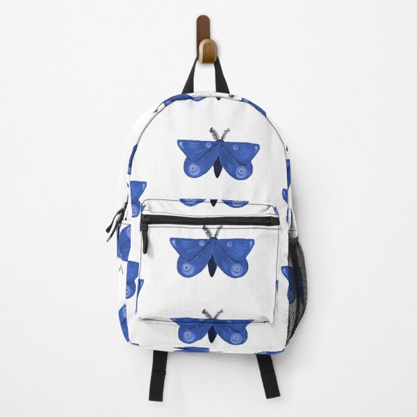Item preview, Navy gouache folkart inspired moth motif designed and sold by JadeRamseyArt.