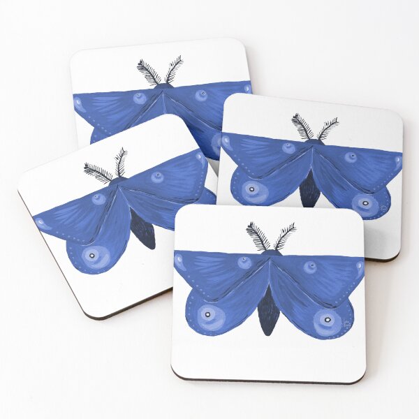 Item preview, Navy gouache folkart inspired moth motif designed and sold by JadeRamseyArt.