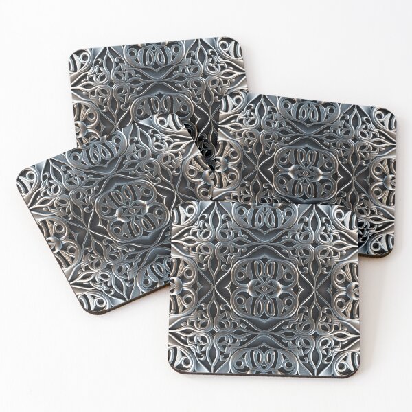 Item preview, Luxurious Filigree Fern 3D Print - Silver and Black Designer Pattern for a Modern Classic Glam Home V designed and sold by thearttist.