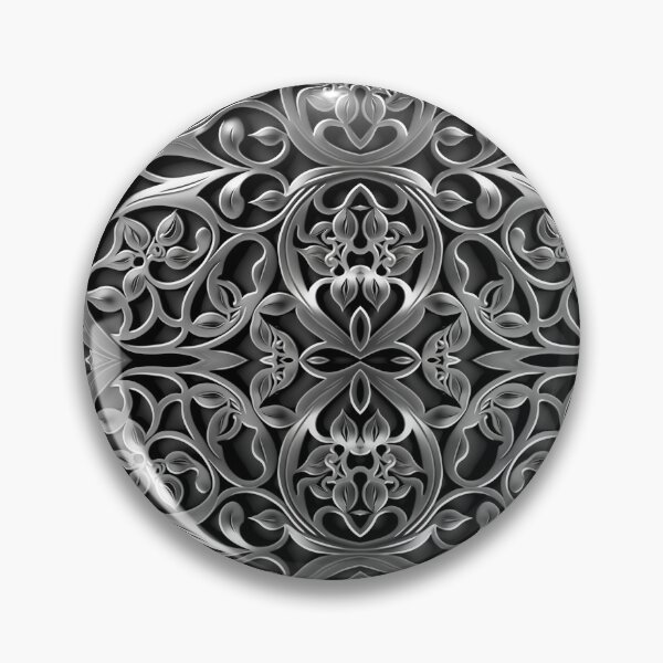 Item preview, Luxurious Filigree Fern 3D Print - Silver and Black Designer Pattern for a Modern Classic Glam Home VI designed and sold by thearttist.