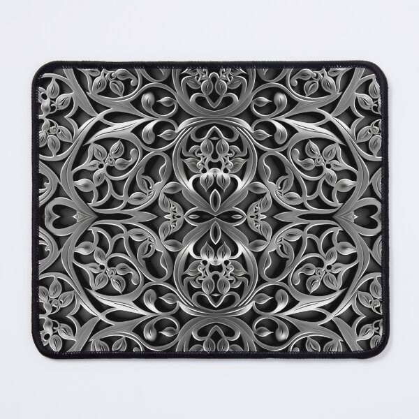 Item preview, Luxurious Filigree Fern 3D Print - Silver and Black Designer Pattern for a Modern Classic Glam Home VI designed and sold by thearttist.