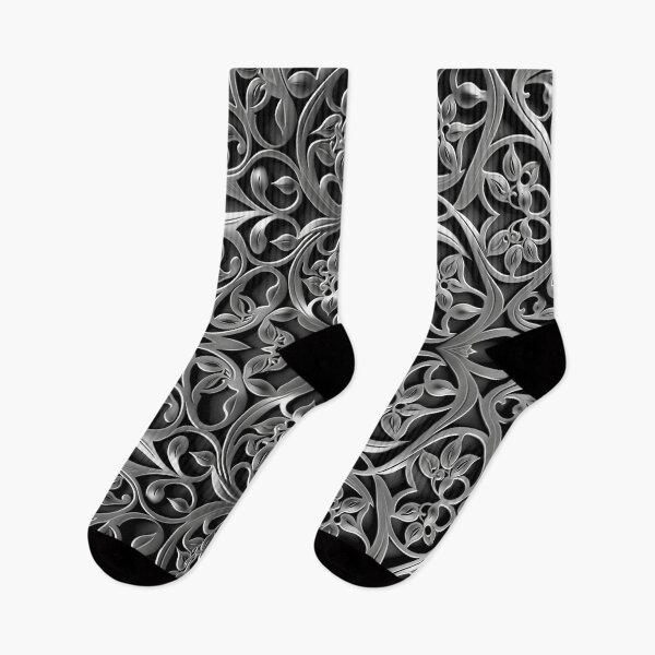 Item preview, Luxurious Filigree Fern 3D Print - Silver and Black Designer Pattern for a Modern Classic Glam Home VI designed and sold by thearttist.