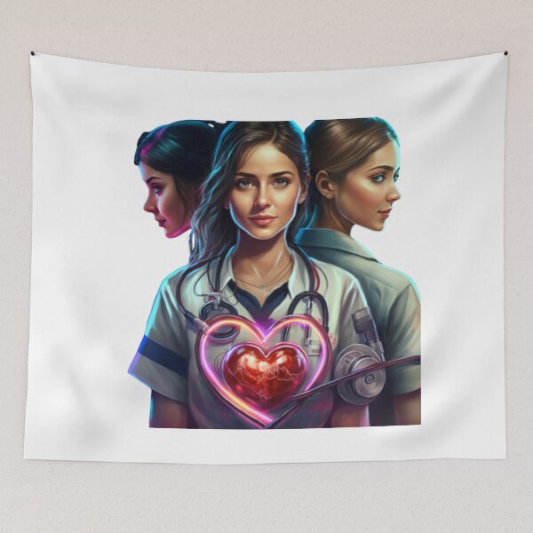 Item preview, girls women nurses valentines day hearts stethoscope designed and sold by DAYLIFE.