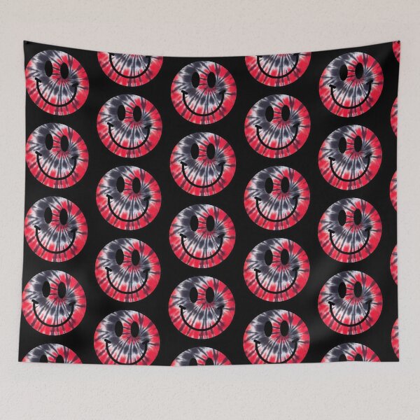 Item preview, RED BLACK AND WHITE TIE DYE HAPPY SMILEY FACE designed and sold by MNG123.