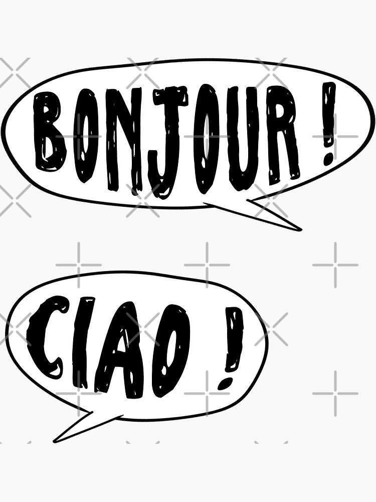 Thumbnail 3 of 3, Sticker, french speech bubble set (bonjour, ciao) designed and sold by mystudiocreate.