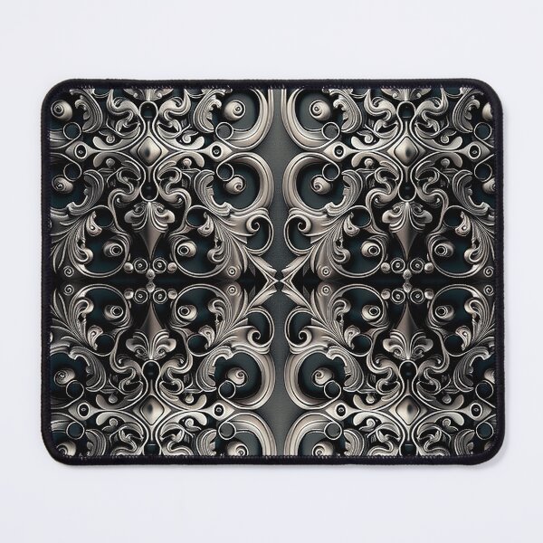 Item preview, Luxurious Filigree Fern 3D Print - Silver and Black Designer Pattern for a Modern Classic Glam Home VII designed and sold by thearttist.