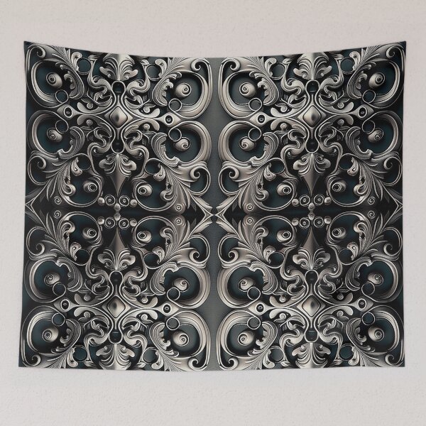 Item preview, Luxurious Filigree Fern 3D Print - Silver and Black Designer Pattern for a Modern Classic Glam Home VII designed and sold by thearttist.