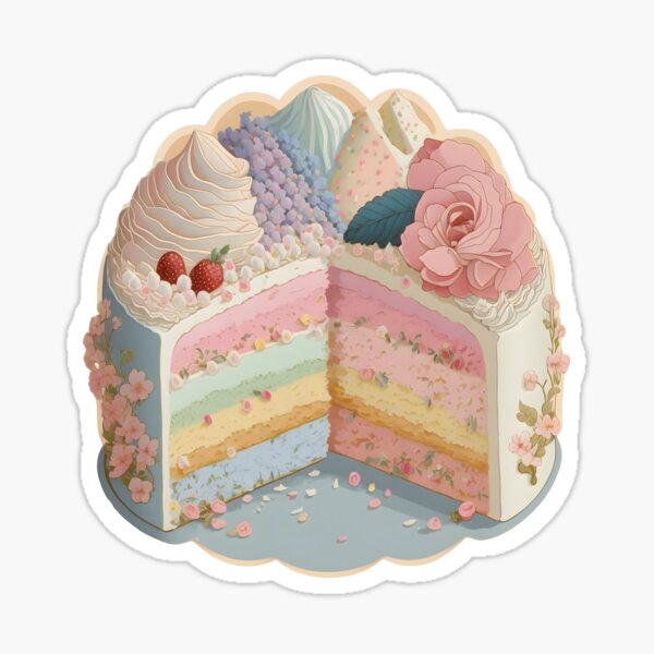 Cake Rainbow Pastel Desserts Kawaii Sticker for Sale by Nymmzi