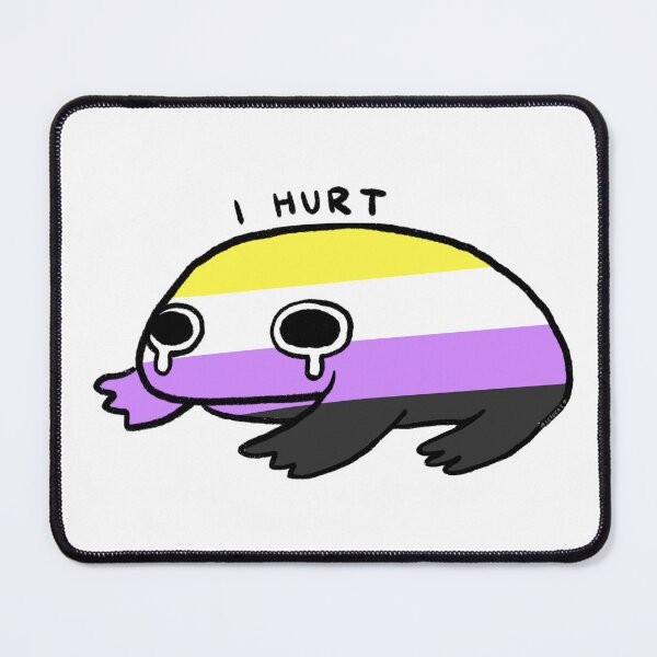 Item preview, I Hurt | Yellow White Purple Black Non Binary Crying Frog designed and sold by iristocat.