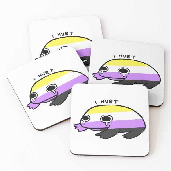Item preview, I Hurt | Yellow White Purple Black Non Binary Crying Frog designed and sold by iristocat.