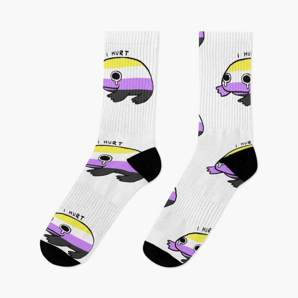 Item preview, I Hurt | Yellow White Purple Black Non Binary Crying Frog designed and sold by iristocat.