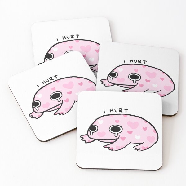 Item preview, I Hurt | Pink Crying Frog with Hearts designed and sold by iristocat.