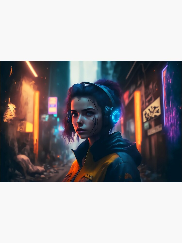 Premium Photo  Woman in a futuristic outfit in the middle of a cyberpunk  city, neon lights