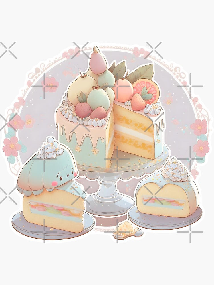 Kawaii birthday cake icon Royalty Free Vector Image