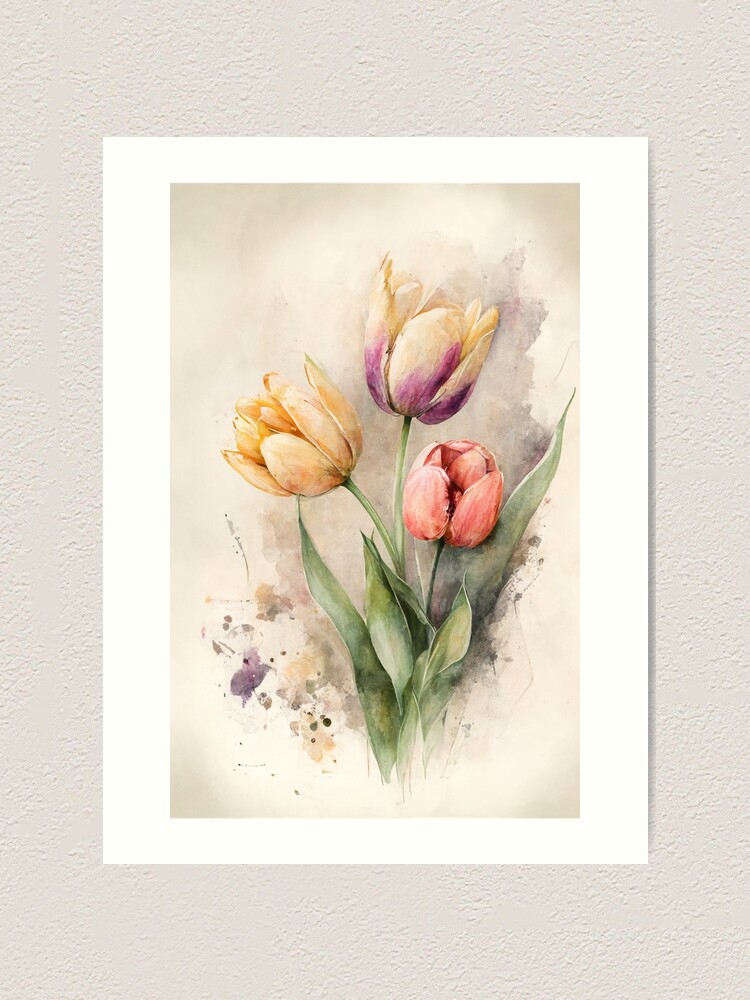 Tulip watercolor flower arrangement