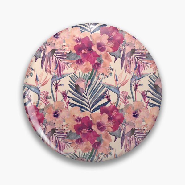 Item preview, Retro Tropical Hibiscus Wren Pattern designed and sold by Sketchbook Designs.