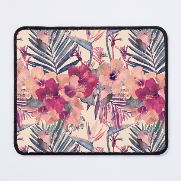 Item preview, Retro Tropical Hibiscus Wren Pattern designed and sold by Sketchbook Designs.