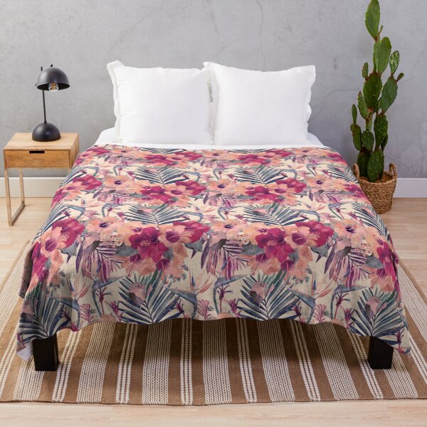 Item preview, Retro Tropical Hibiscus Wren Pattern designed and sold by Sketchbook Designs.