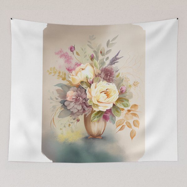 Aperçu de l'œuvre Arrangement de fleurs roses aquarelle créée et vendue par Patrick Edwards.