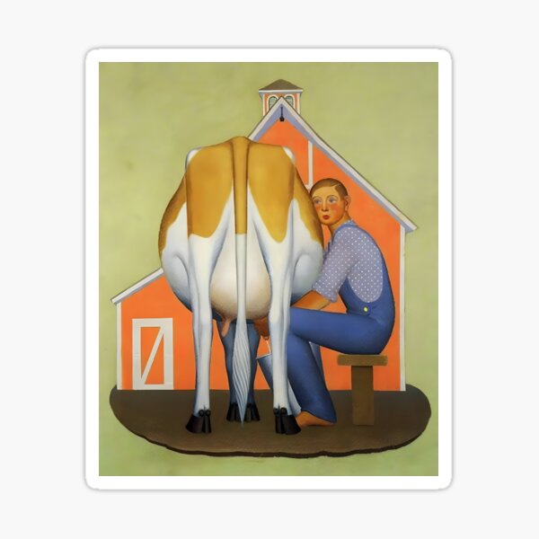 Item preview, Grant Wood  Boy milking a cow designed and sold by TeeARTHY.