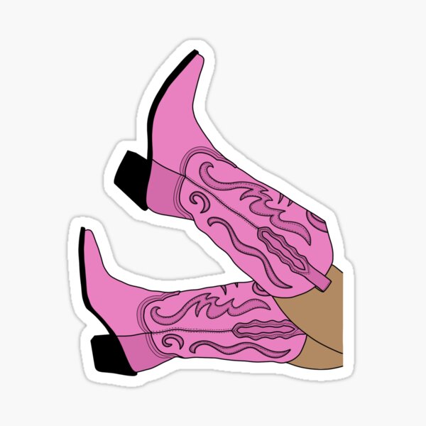 "Pink cowboy boots" Sticker for Sale by elizabethhpark Redbubble